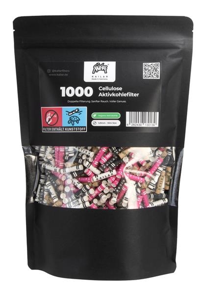 Kailar Cellulose Aktivkohle-Filter Slim ø 5,9mm, 1.000 Tips/Beutel, MIX